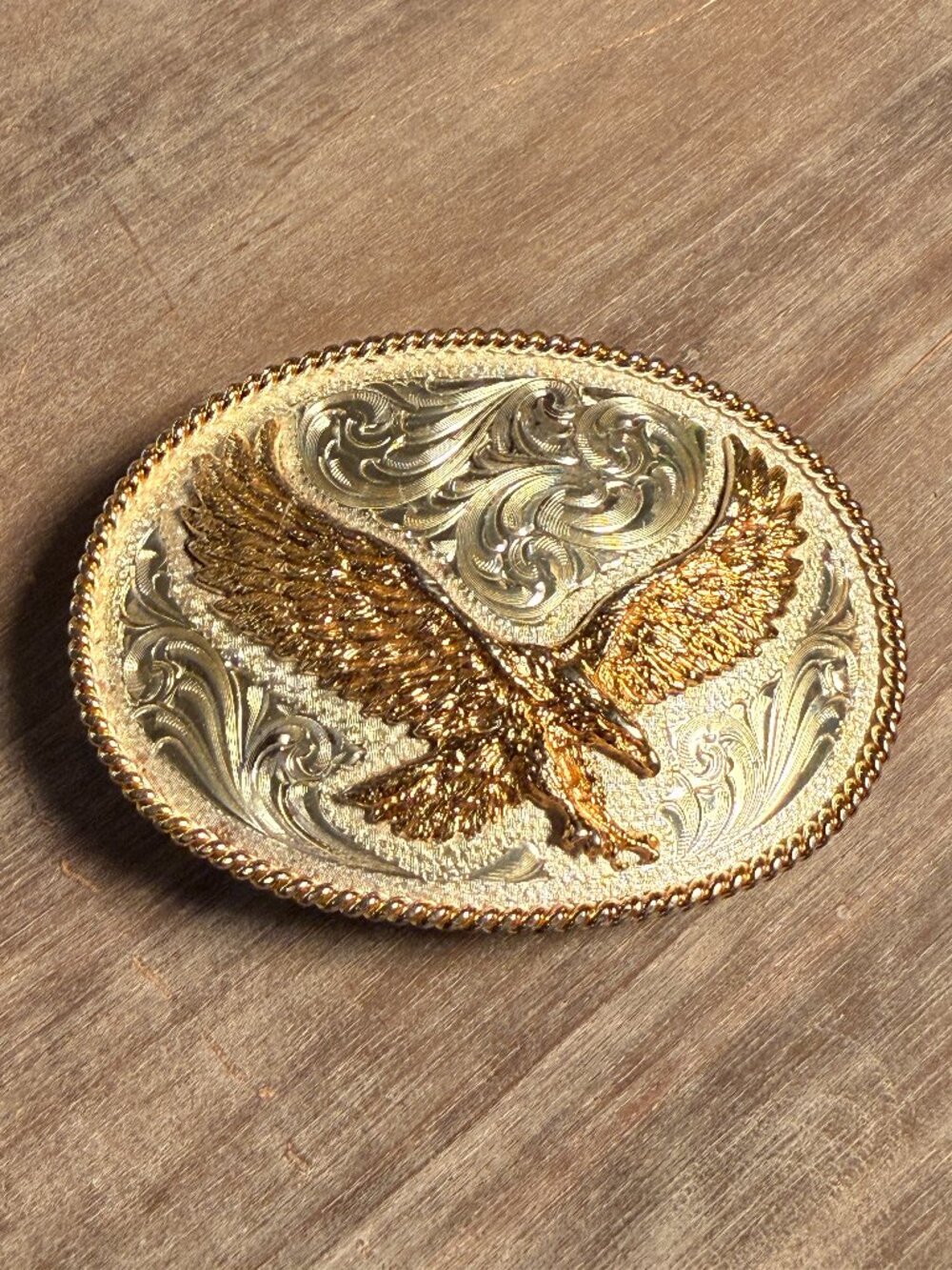 Montana Silversmiths Silver Plate Gold Bald Eagle Western Belt Buckle USA